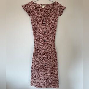 Burgundy Floral Mini Dress